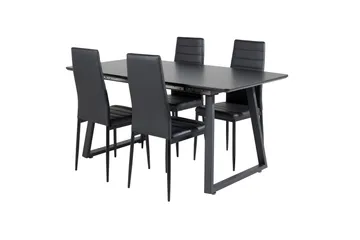 Inca Matgrupp Förlängningsbar 160 cm Rektangulär med 4 Slim stolar - Möbler - Matplats - Matgrupp & matbord med stolar