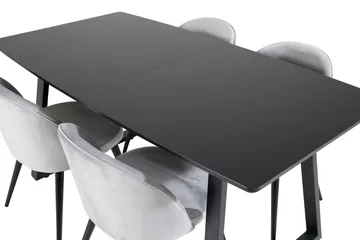 Inca Matgrupp Förlängningsbar 160 cm Rektangulär med 4 Velvet stolar - Möbler - Matplats - Matgrupp & matbord med stolar