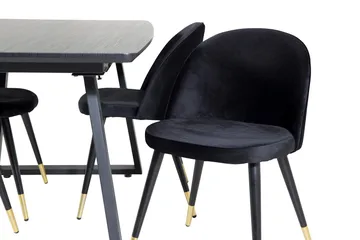 Inca Matgrupp Förlängningsbar 160 cm Rektangulär med 4 Velvet stolar - Möbler - Matplats - Matgrupp & matbord med stolar