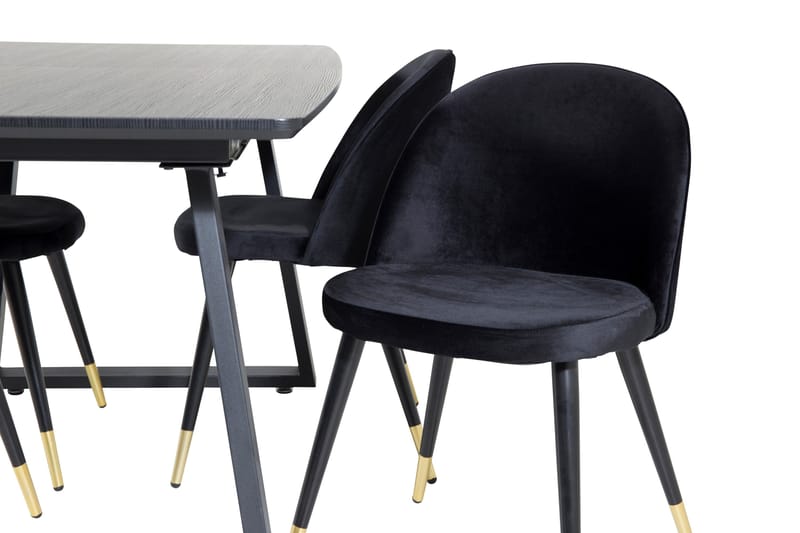 Inca Matgrupp Förlängningsbar 160 cm Rektangulär med 4 Velvet stolar - Möbler - Matplats - Matgrupp & matbord med stolar