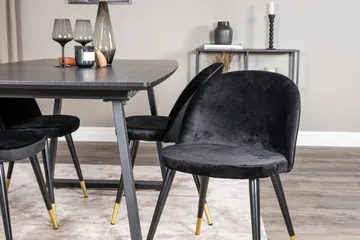 Inca Matgrupp Förlängningsbar 160 cm Rektangulär med 4 Velvet stolar - Möbler - Matplats - Matgrupp & matbord med stolar
