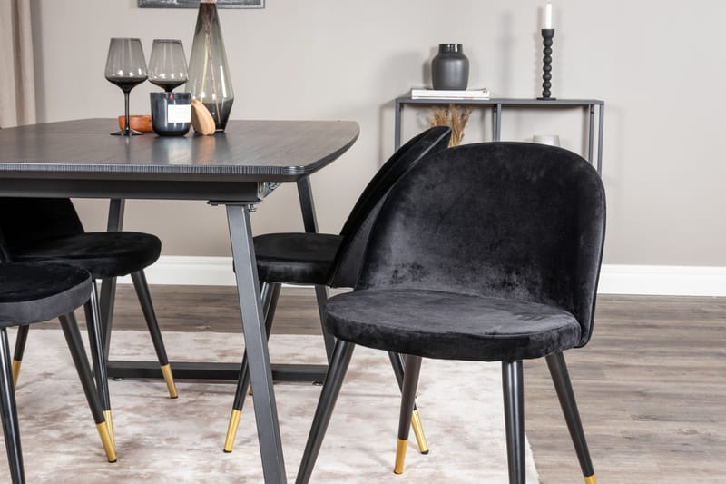 Inca Matgrupp Förlängningsbar 160 cm Rektangulär med 4 Velvet stolar - Möbler - Matplats - Matgrupp & matbord med stolar