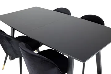 Inca Matgrupp Förlängningsbar 160 cm Rektangulär med 4 Velvet stolar - Möbler - Matplats - Matgrupp & matbord med stolar
