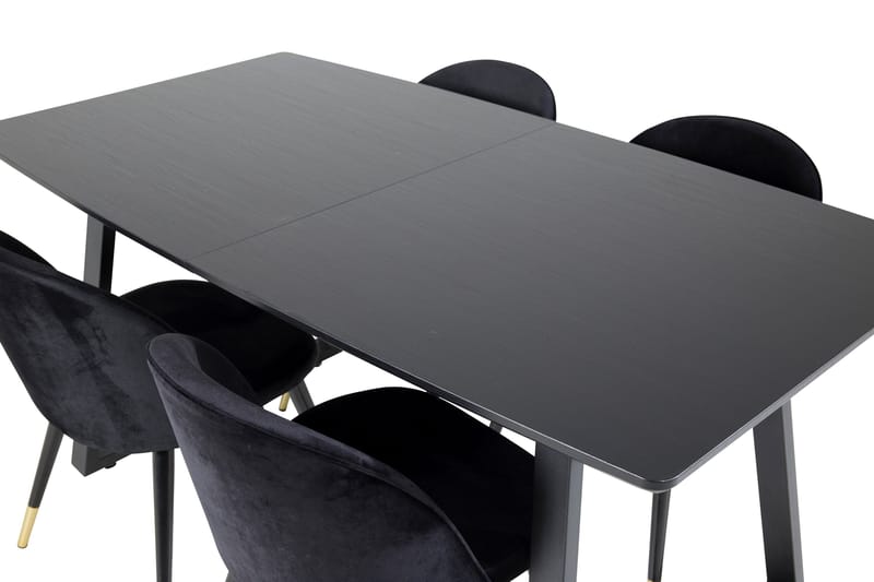 Inca Matgrupp Förlängningsbar 160 cm Rektangulär med 4 Velvet stolar - Möbler - Matplats - Matgrupp & matbord med stolar