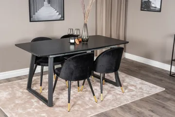 Inca Matgrupp Förlängningsbar 160 cm Rektangulär med 4 Velvet stolar - Möbler - Matplats - Matgrupp & matbord med stolar