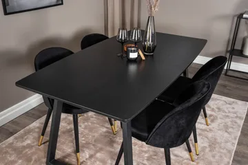 Inca Matgrupp Förlängningsbar 160 cm Rektangulär med 4 Velvet stolar - Möbler - Matplats - Matgrupp & matbord med stolar