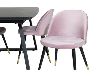 Inca Matgrupp Förlängningsbar 160 cm Rektangulär med 4 Velvet stolar - Möbler - Matplats - Matgrupp & matbord med stolar