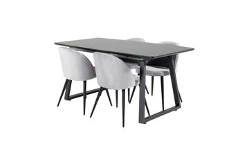 Inca Matgrupp Förlängningsbar 160 cm Rektangulär med 4 Velvet stolar - Möbler - Matplats - Matgrupp & matbord med stolar