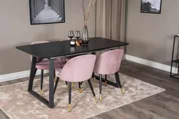 Inca Matgrupp Förlängningsbar 160 cm Rektangulär med 4 Velvet stolar - Möbler - Matplats - Matgrupp & matbord med stolar