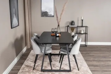 Inca Matgrupp Förlängningsbar 160 cm Rektangulär med 4 Velvet stolar - Möbler - Matplats - Matgrupp & matbord med stolar