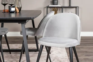 Inca Matgrupp Förlängningsbar 160 cm Rektangulär med 4 Velvet stolar - Möbler - Matplats - Matgrupp & matbord med stolar
