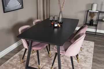 Inca Matgrupp Förlängningsbar 160 cm Rektangulär med 4 Velvet stolar - Möbler - Matplats - Matgrupp & matbord med stolar