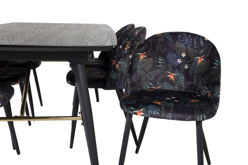 Irunea Förlängningsbar Matgrupp 180 cm inkl 6 Sedavi Stolar - Svart/Blå - Möbler - Matplats - Matgrupp & matbord med stolar