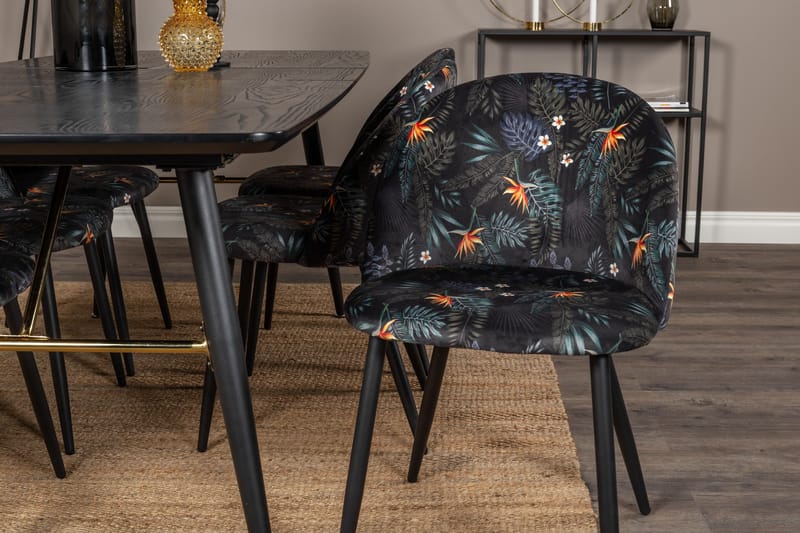 Irunea Förlängningsbar Matgrupp 180 cm inkl 6 Sedavi Stolar - Svart/Blå - Möbler - Matplats - Matgrupp & matbord med stolar