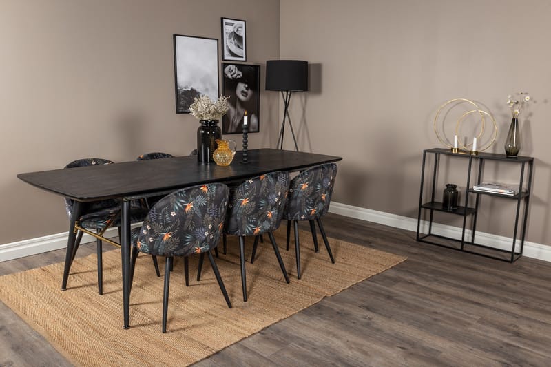 Irunea Förlängningsbar Matgrupp 180 cm inkl 6 Sedavi Stolar - Svart/Blå - Möbler - Matplats - Matgrupp & matbord med stolar