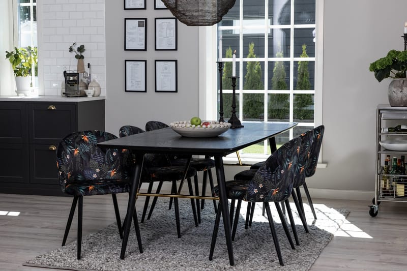 Irunea Förlängningsbar Matgrupp 180 cm inkl 6 Sedavi Stolar - Svart/Blå - Möbler - Matplats - Matgrupp & matbord med stolar