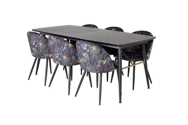 Irunea Förlängningsbar Matgrupp 180 cm inkl 6 Sedavi Stolar - Svart/Blå - Möbler - Matplats - Matgrupp & matbord med stolar