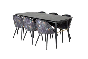 Irunea Förlängningsbar Matgrupp 180 cm inkl 6 Sedavi Stolar - Svart/Blå - Möbler - Matplats - Matgrupp & matbord med stolar