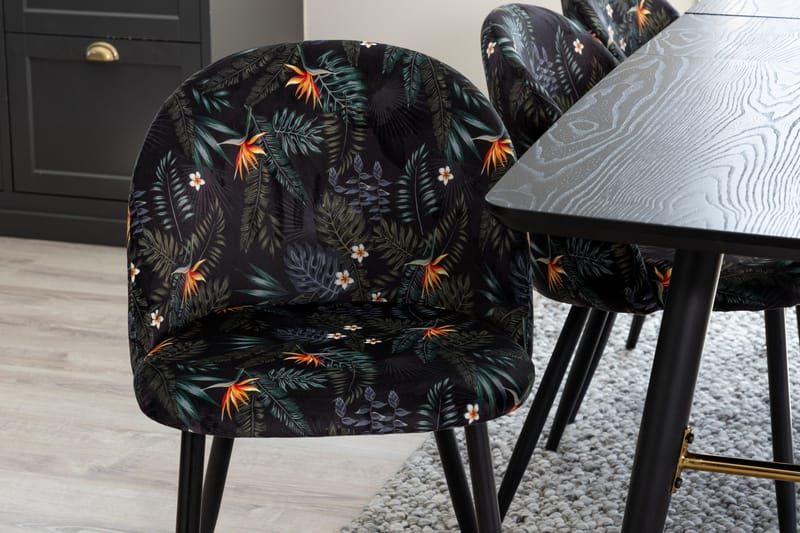 Irunea Förlängningsbar Matgrupp 180 cm inkl 6 Sedavi Stolar - Svart/Blå - Möbler - Matplats - Matgrupp & matbord med stolar