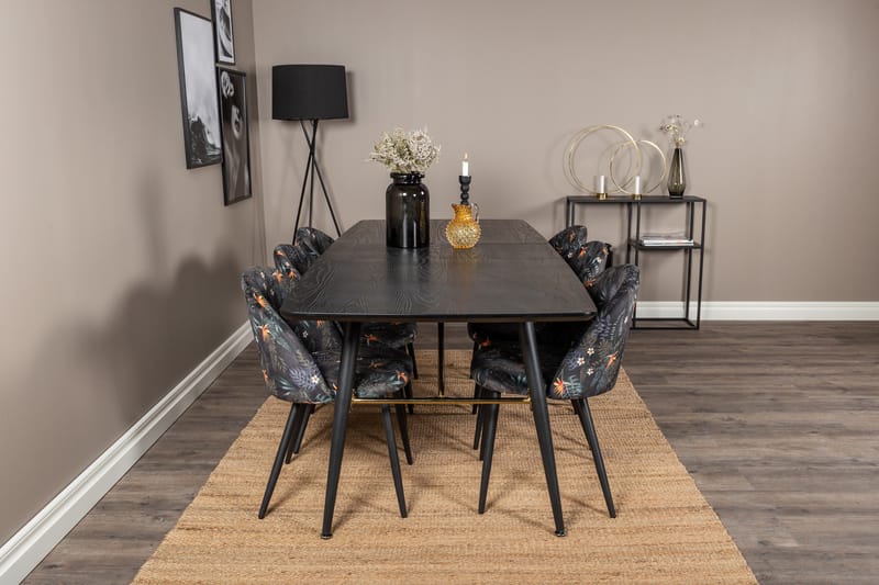 Irunea Förlängningsbar Matgrupp 180 cm inkl 6 Sedavi Stolar - Svart/Blå - Möbler - Matplats - Matgrupp & matbord med stolar