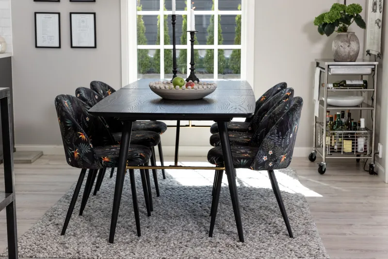 Irunea Förlängningsbar Matgrupp 180 cm inkl 6 Sedavi Stolar - Svart/Blå - Möbler - Matplats - Matgrupp & matbord med stolar