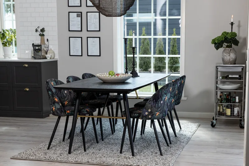 Irunea Förlängningsbar Matgrupp 180 cm inkl 6 Sedavi Stolar - Svart/Blå - Möbler - Matplats - Matgrupp & matbord med stolar