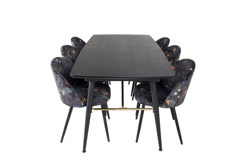 Irunea Förlängningsbar Matgrupp 180 cm inkl 6 Sedavi Stolar - Svart/Blå - Möbler - Matplats - Matgrupp & matbord med stolar