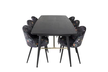 Irunea Förlängningsbar Matgrupp 180 cm inkl 6 Sedavi Stolar - Svart/Blå - Möbler - Matplats - Matgrupp & matbord med stolar