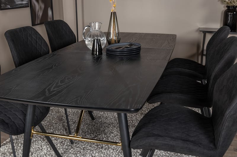 Irunea Förlängningsbar Matgrupp 180 cm inkl 6 Sumoas Stolar - Svart - Möbler - Matplats - Matgrupp & matbord med stolar