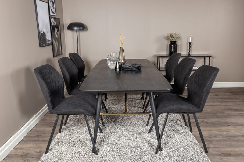 Irunea Förlängningsbar Matgrupp 180 cm inkl 6 Sumoas Stolar - Svart - Möbler - Matplats - Matgrupp & matbord med stolar