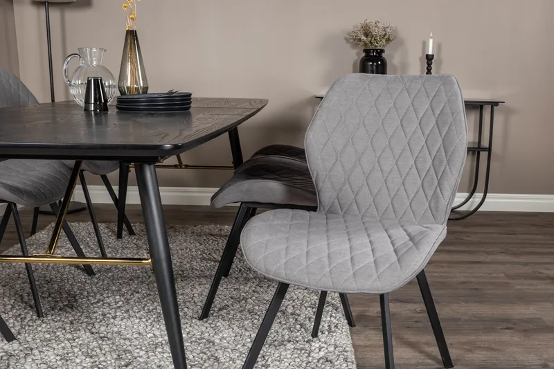 Irunea Förlängningsbar Matgrupp 180 cm inkl 6 Sumoas Stolar - Svart/Grå - Möbler - Matplats - Matgrupp & matbord med stolar