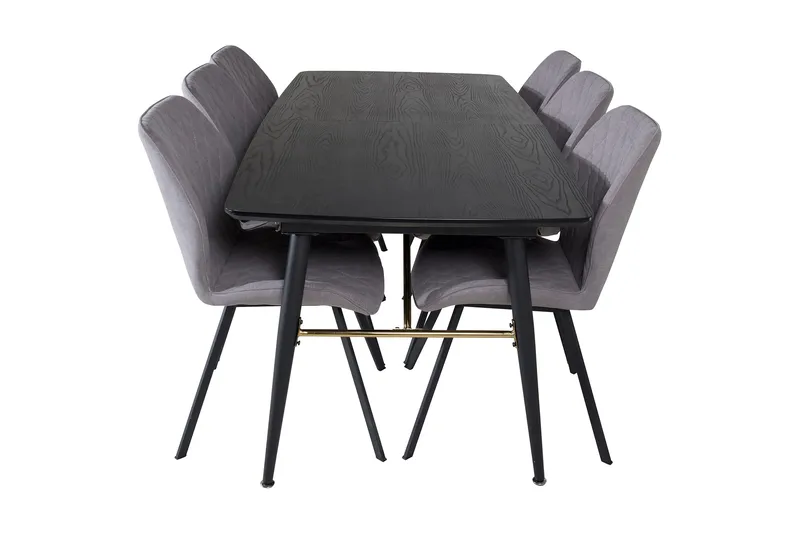 Irunea Förlängningsbar Matgrupp 180 cm inkl 6 Sumoas Stolar - Svart/Grå - Möbler - Matplats - Matgrupp & matbord med stolar