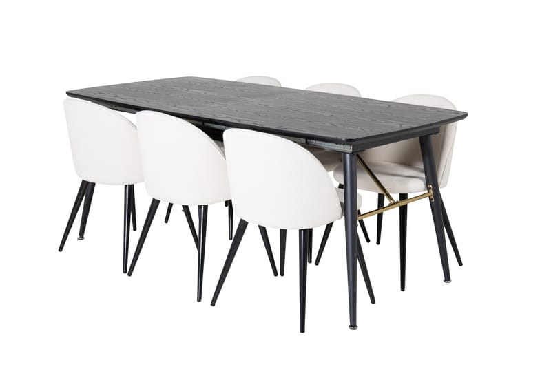 Irunea Förlängningsbar Matgrupp 180 cm inkl 6 Valera Stolar - Svart/Beige/Manchester - Möbler - Matplats - Matgrupp & matbord med stolar