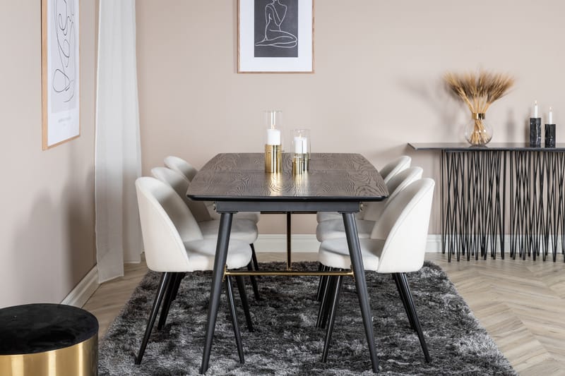 Irunea Förlängningsbar Matgrupp 180 cm inkl 6 Valera Stolar - Svart/Beige/Manchester - Möbler - Matplats - Matgrupp & matbord med stolar