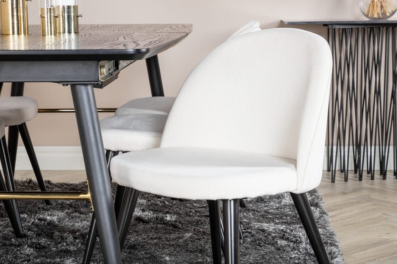 Irunea Förlängningsbar Matgrupp 180 cm inkl 6 Valera Stolar - Svart/Beige/Manchester - Möbler - Matplats - Matgrupp & matbord med stolar
