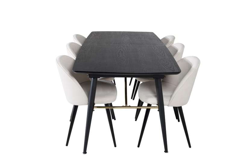 Irunea Förlängningsbar Matgrupp 180 cm inkl 6 Valera Stolar - Svart/Beige/Manchester - Möbler - Matplats - Matgrupp & matbord med stolar