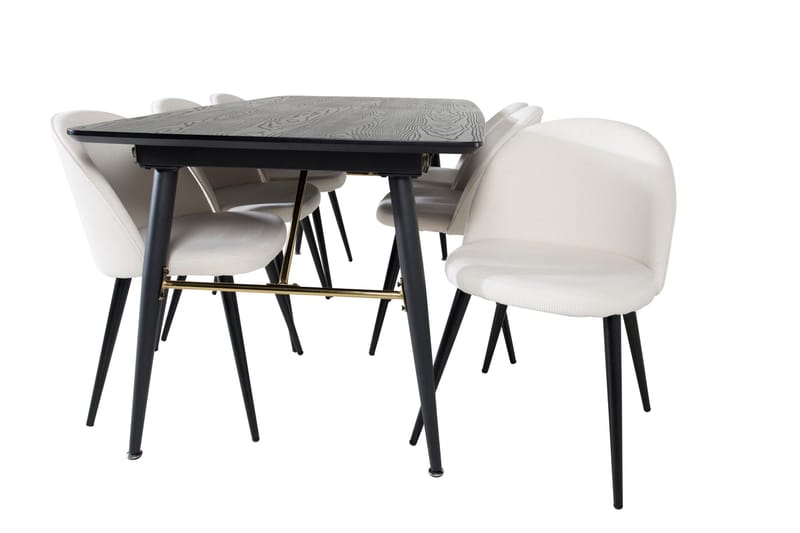 Irunea Förlängningsbar Matgrupp 180 cm inkl 6 Valera Stolar - Svart/Beige/Manchester - Möbler - Matplats - Matgrupp & matbord med stolar