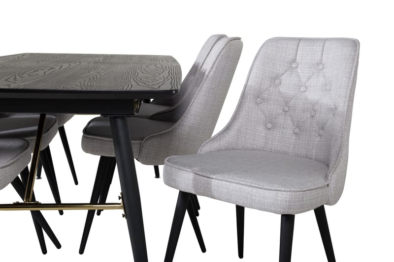 Irunea Förlängningsbar Matgrupp 180 cm inkl 6 Valera Stolar - Svart/Grå - Möbler - Matplats - Matgrupp & matbord med stolar