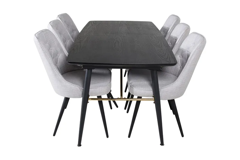 Irunea Förlängningsbar Matgrupp 180 cm inkl 6 Valera Stolar - Svart/Grå - Möbler - Matplats - Matgrupp & matbord med stolar