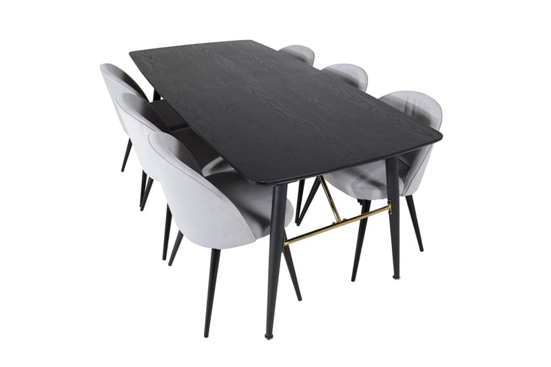 Irunea Förlängningsbar Matgrupp 180 cm inkl 6 Valeri Stolar - Svart/Grå/Manchester - Möbler - Matplats - Matgrupp & matbord med stolar