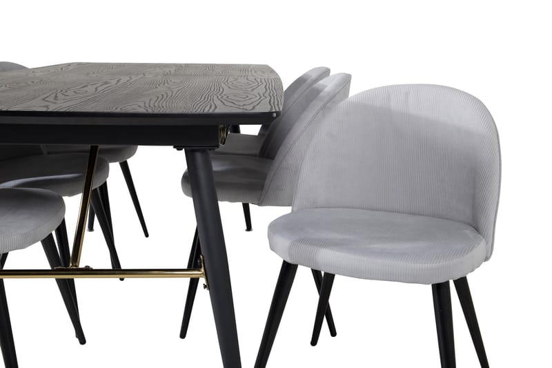 Irunea Förlängningsbar Matgrupp 180 cm inkl 6 Valeri Stolar - Svart/Grå/Manchester - Möbler - Matplats - Matgrupp & matbord med stolar