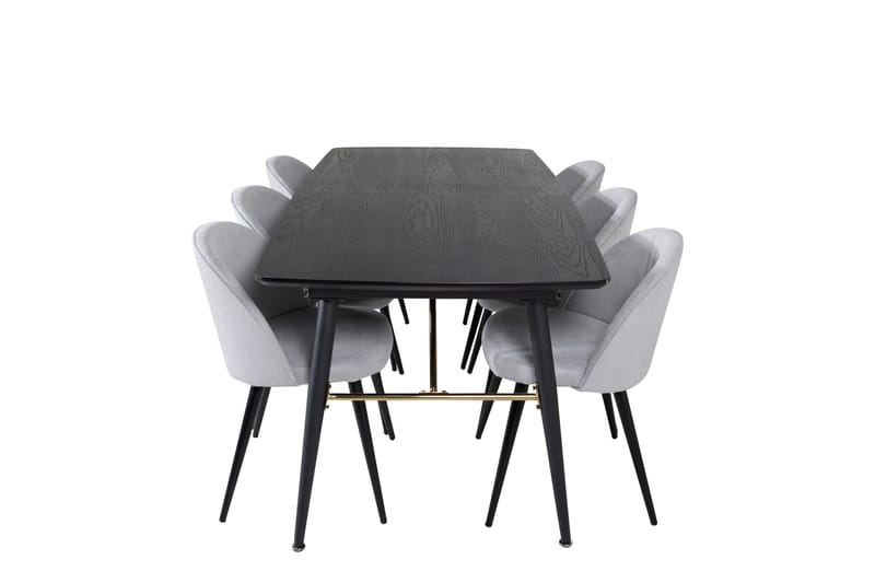 Irunea Förlängningsbar Matgrupp 180 cm inkl 6 Valeri Stolar - Svart/Grå/Manchester - Möbler - Matplats - Matgrupp & matbord med stolar
