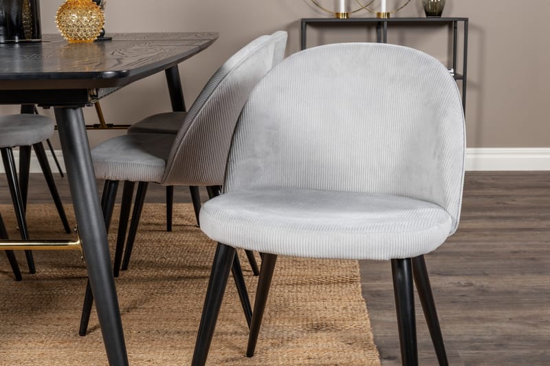 Irunea Förlängningsbar Matgrupp 180 cm inkl 6 Valeri Stolar - Svart/Grå/Manchester - Möbler - Matplats - Matgrupp & matbord med stolar