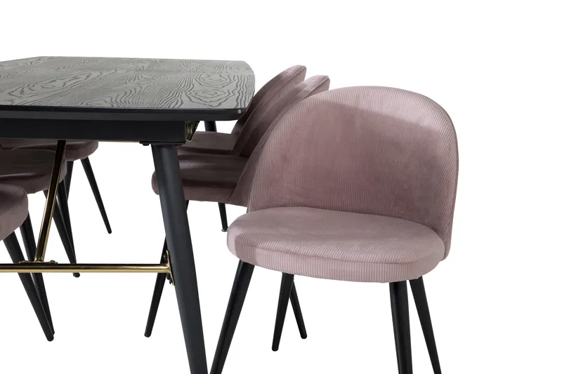 Irunea Förlängningsbar Matgrupp 180 cm inkl 6 Valeri Stolar - Svart/Rosa/Manchester - Möbler - Matplats - Matgrupp & matbord med stolar