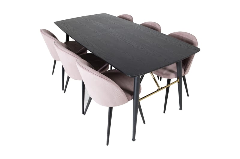 Irunea Förlängningsbar Matgrupp 180 cm inkl 6 Valeri Stolar - Svart/Rosa/Manchester - Möbler - Matplats - Matgrupp & matbord med stolar