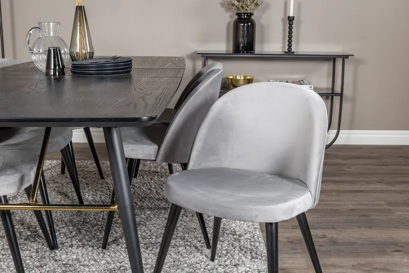 Irunea Förlängningsbar Matgrupp 180 cm inkl 6 Valerie Stolar - Svart/Ljusgrå - Möbler - Matplats - Matgrupp & matbord med stolar