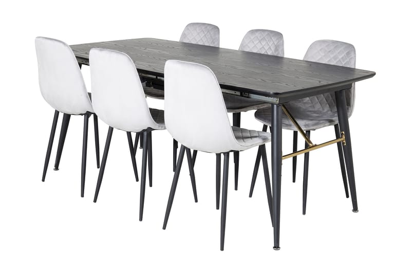 Irunea Förlängningsbar Matgrupp 180 cm inkl 6 Ypas Stolar, Grå/Svart