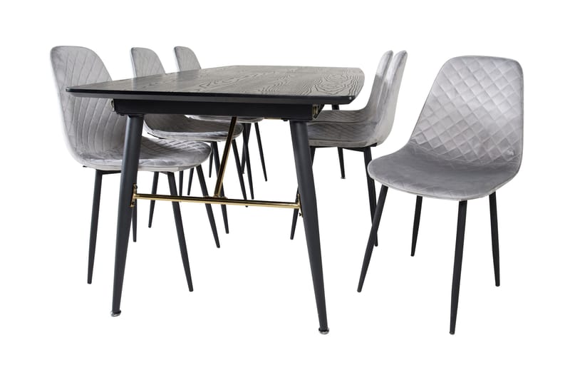 Irunea Förlängningsbar Matgrupp 180 cm inkl 6 Ypas Stolar - Grå/Svart - Möbler - Matplats - Matgrupp & matbord med stolar