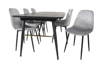 Irunea Förlängningsbar Matgrupp 180 cm inkl 6 Ypas Stolar - Grå/Svart - Möbler - Matplats - Matgrupp & matbord med stolar
