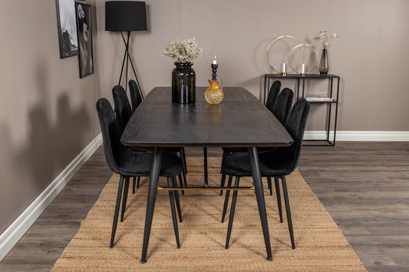 Irunea Förlängningsbar Matgrupp 180 cm inkl 6 Ypas Stolar - Svart - Möbler - Matplats - Matgrupp & matbord med stolar